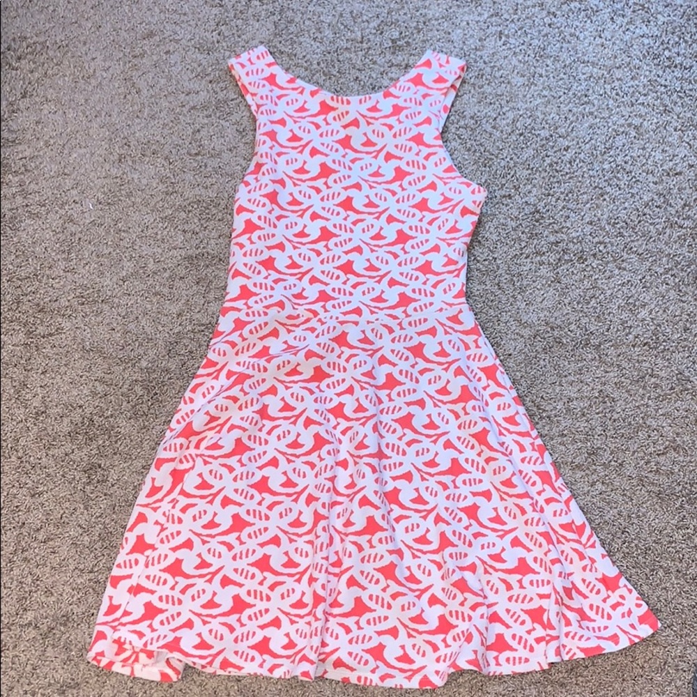 Women’s cute back coral and white skater dress